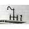 Kingston Brass KS1270PXBS Heritage Bridge Kitchen Faucet W/ Brass Sprayer, Matte Black KS1270PXBS - alternate 5